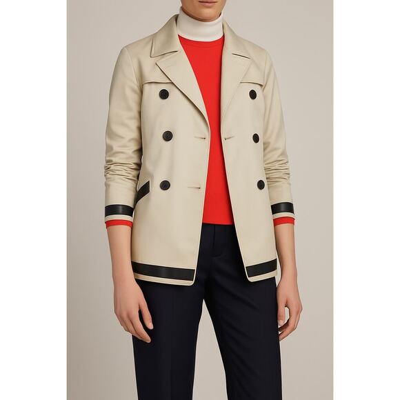 Theory Cliffa Khaki Belted Trench Jacket Size S Double Breasted - Picture 3 of 14